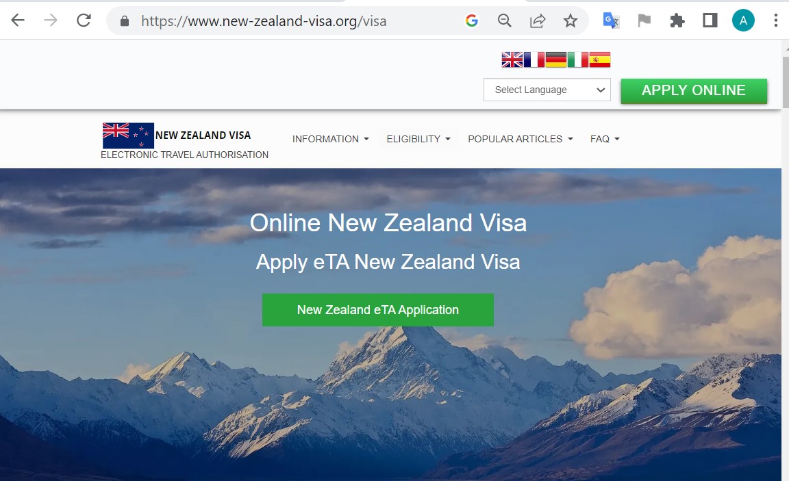 NEW ZEALAND  Official Government Immigration Visa Application Online  FROM NEW ZEALAND - Solicitud de Visa Oficial del Gobierno de Nueva Zelanda - NZETA